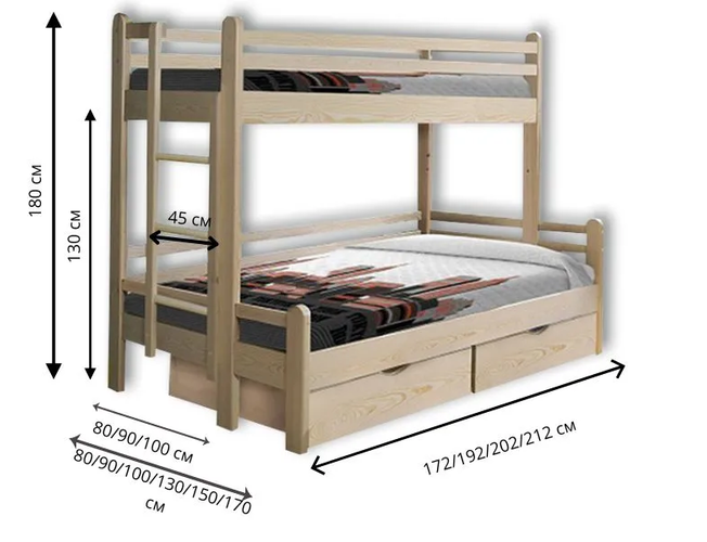 Кровать двухъярусная Велес Орленок с ящиками