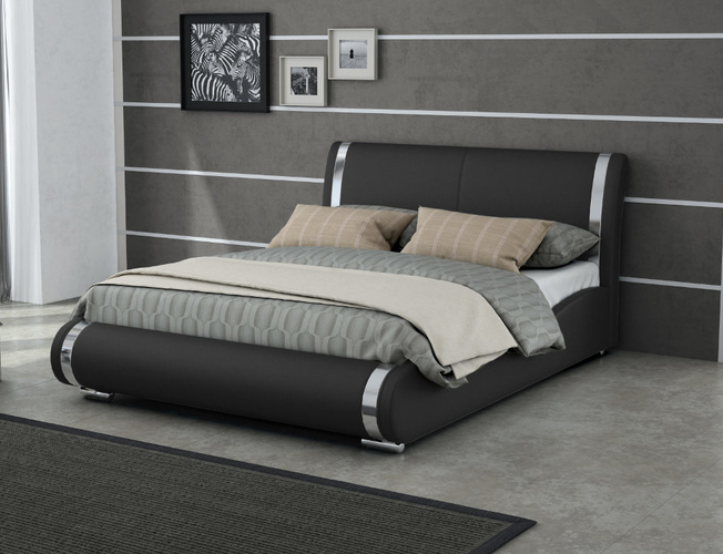 Черная кровать Corso 8 кожа