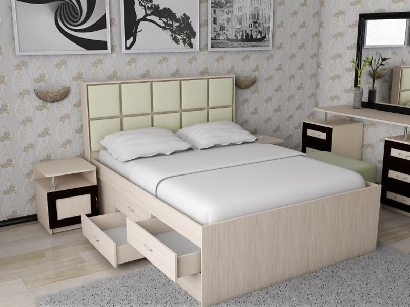 Кровать Волна-4 с комодом