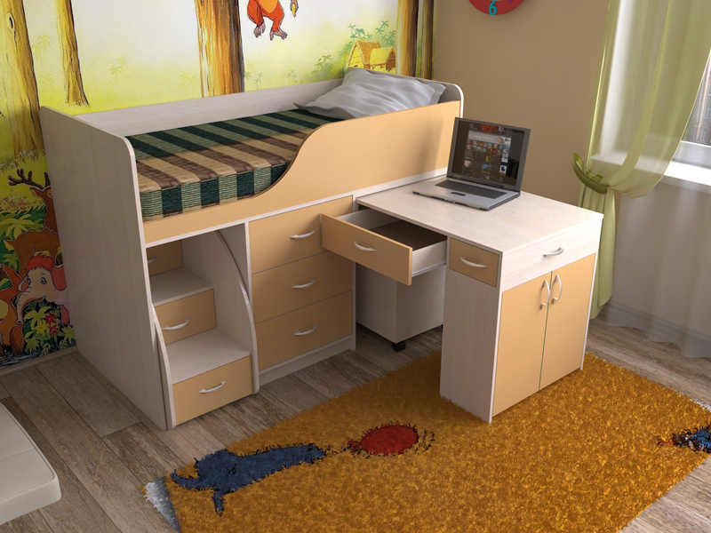 Детская кровать-чердак Кузя-7 мини